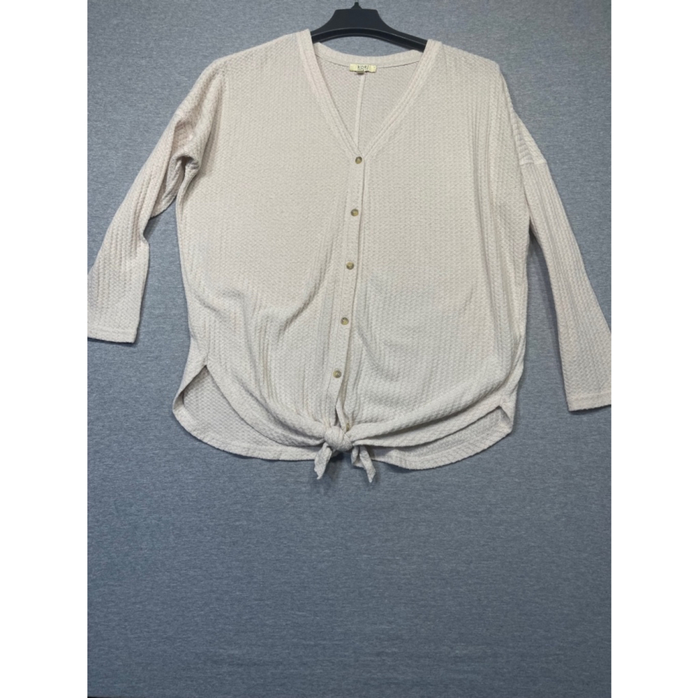 Women's Kori America Cream Waffle Knit Top Size S